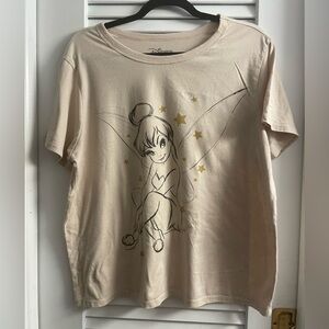 Disney Like New Womens Tinkerbell Shirt 2X 2xL XXL. Gold metallic accents, EUC